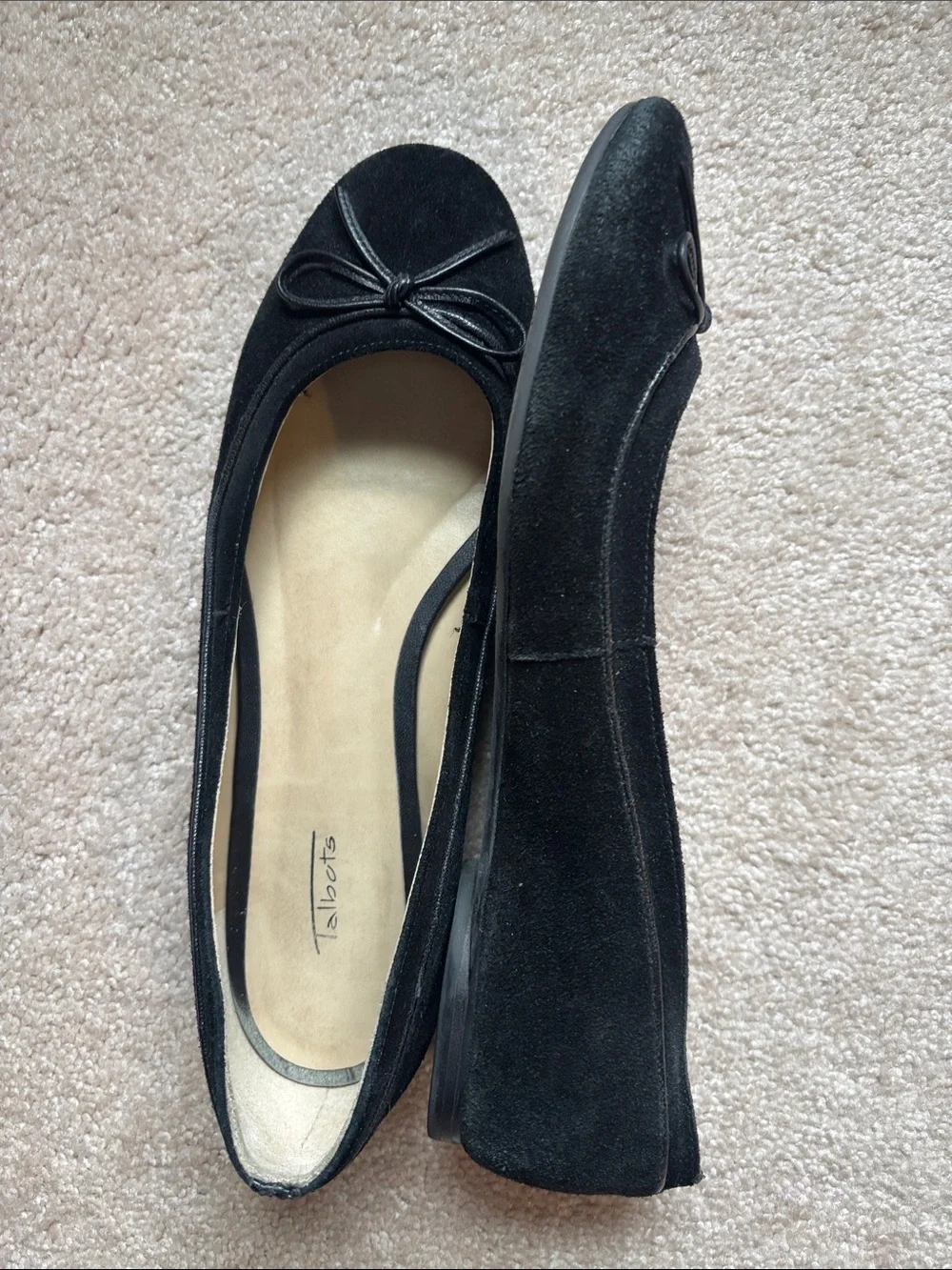 Talbots Black Suede Bow Ballet Flats - Picture 5 of 7